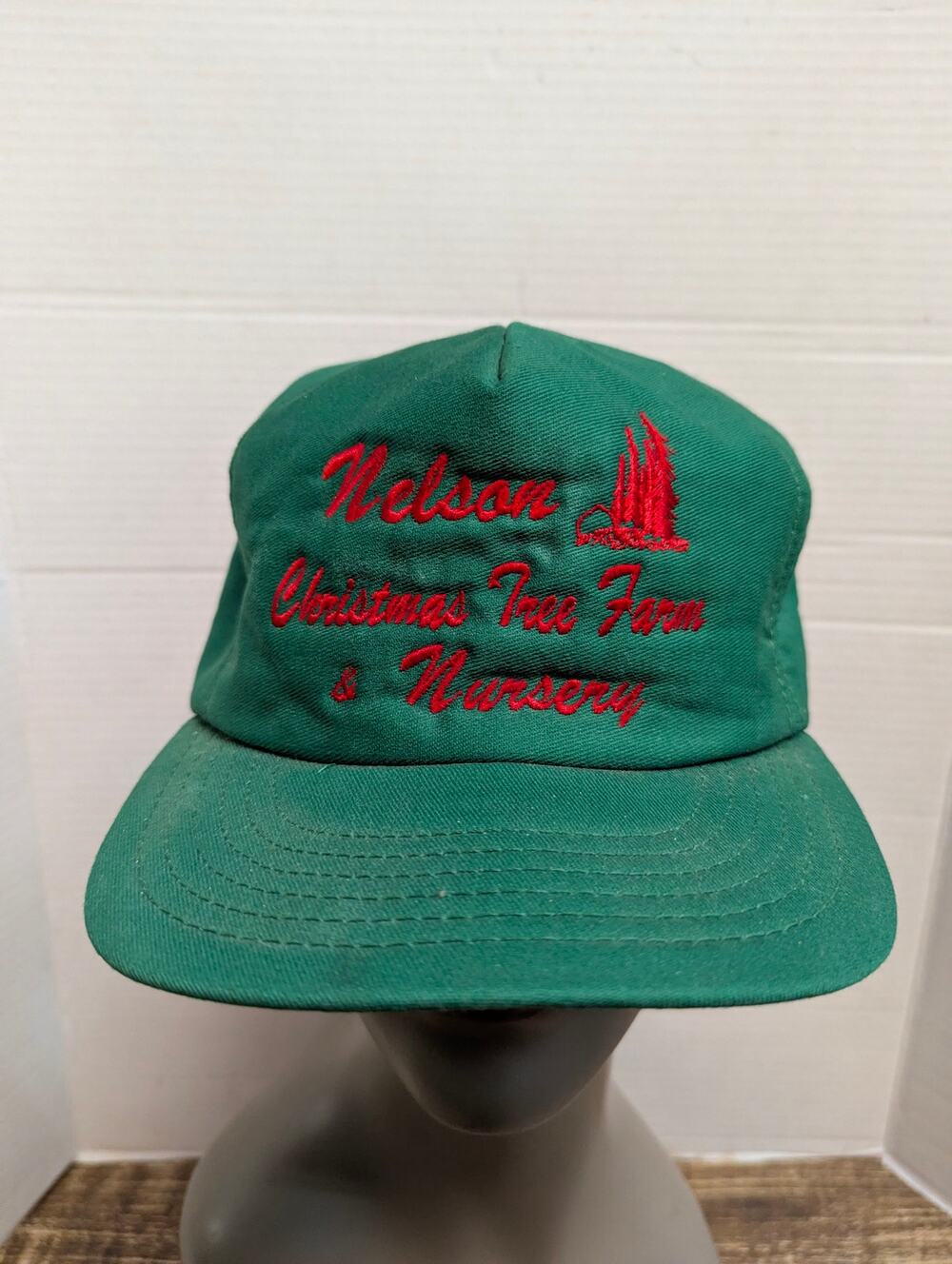 Vintage Nelson Christmas Tree Farm & Nursery Green Snapback Hat Retro Y2K